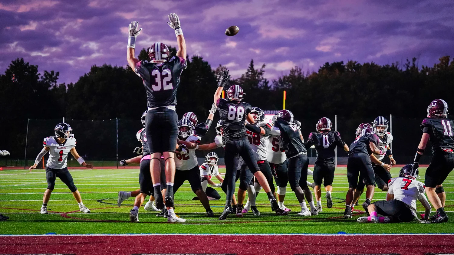 NF with the field goal unit and OP trying to block the kick